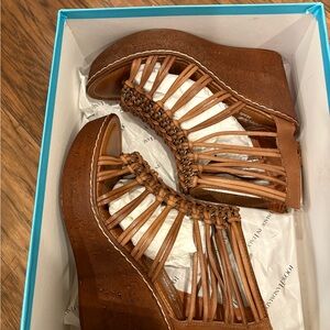 Brown Tan Wedge Sandals